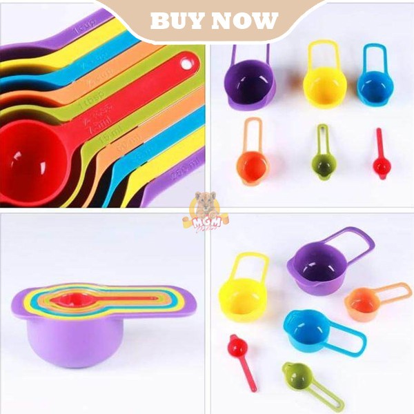 Sendok takar rainbow mangkok Ukur measuring cup 6pc pelangi 1CUP MAX