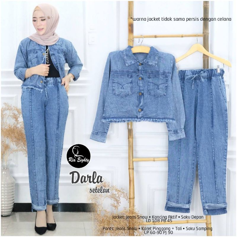 Setelan Jeans DARLA SET | Jaket dan Celana