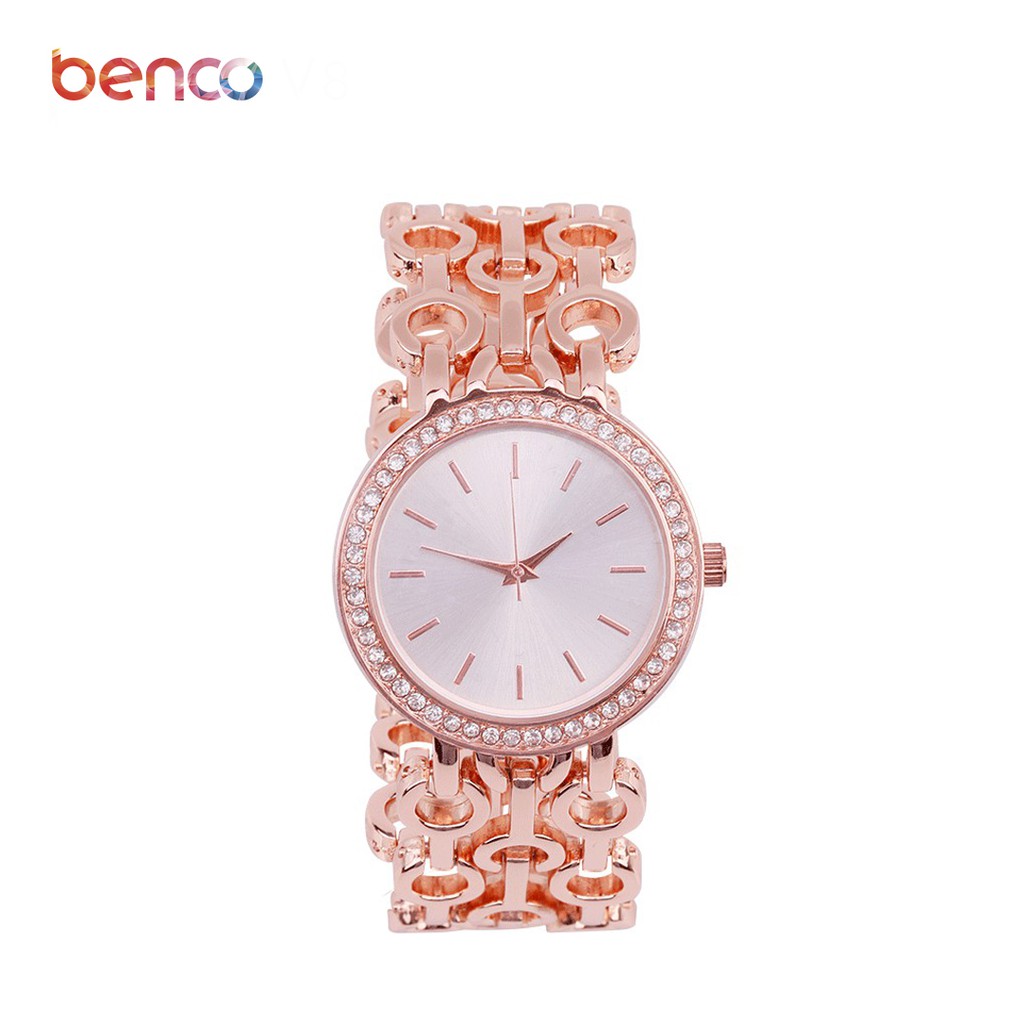 BENCO Jam Tangan Wanita Rose Gold Strap Mewah Fashionable Elegant