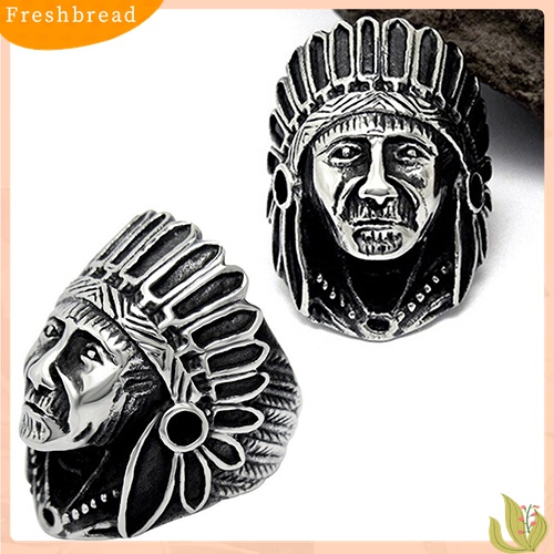 [TERLARIS]Men Women Vintage Alloy Indian Chief Pattern Finger Ring Punk Jewelry Charm