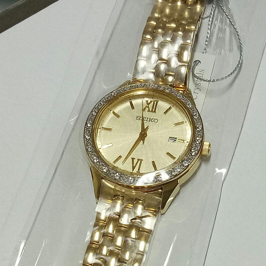 Seiko Ladies SUR688P1 Quartz Gold Plated - Jam Tangan Wanita SUR688