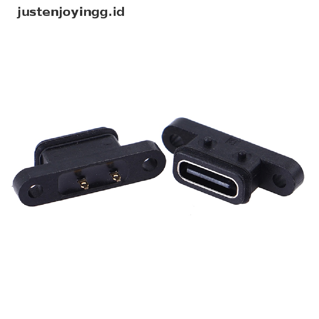 // justenjoyingg.id // 2pcs TYPE C 2Pin Waterproof Female USB C Socket Port With Screw Hole ~