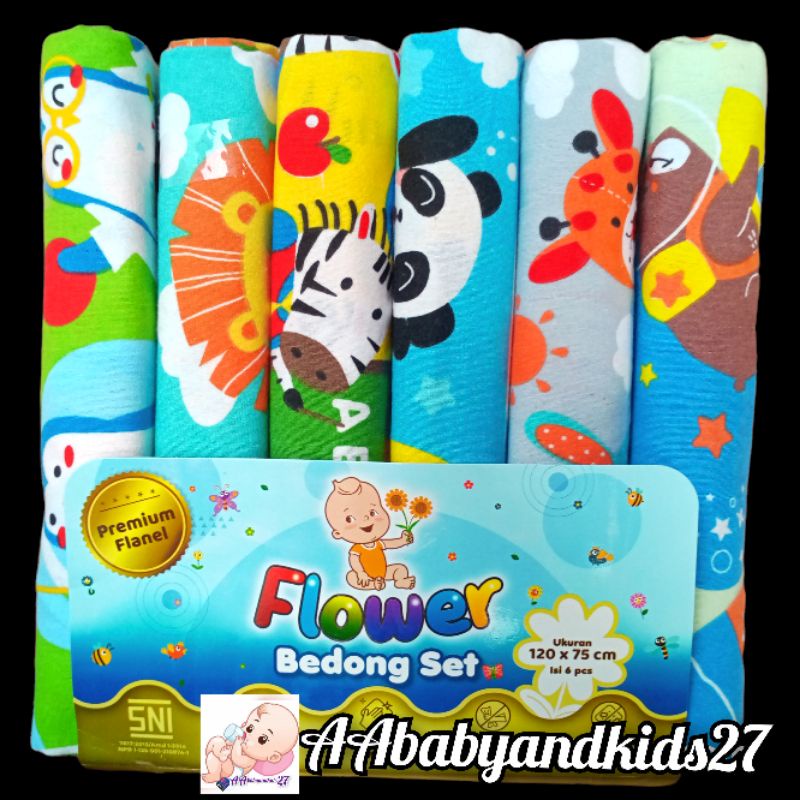 TERBARU DAN TERLARIS!!! FLOWER 1PAK Isi 6PC Bedong Bayi Flanel Kualitas Premium SNI Ukuran 120*75CM