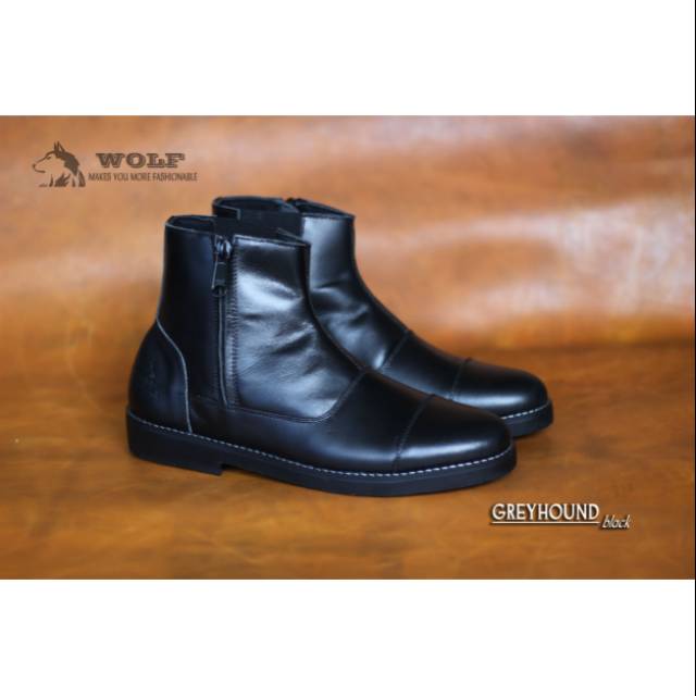 SEPATU BOOTS KULIT ZIPPER KERJA  FORMAL BIKERS OUTDOOR 