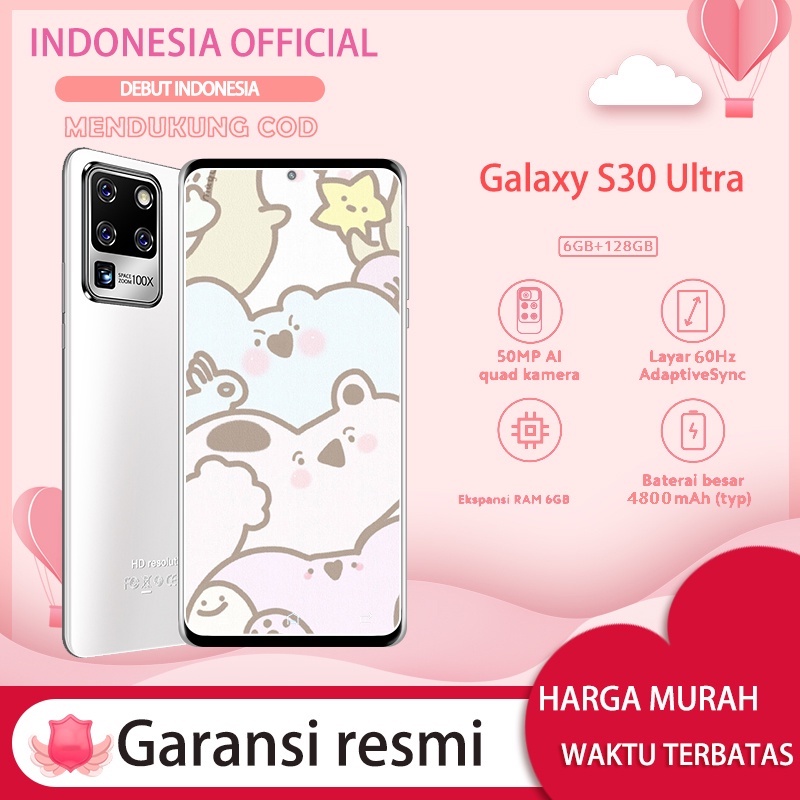 【HP murah +GRATIS ONGKIR+COD】Galaxy S30 Ultra RAM 6GB ROM 128GB Android 10.0 Produk original Telepon
