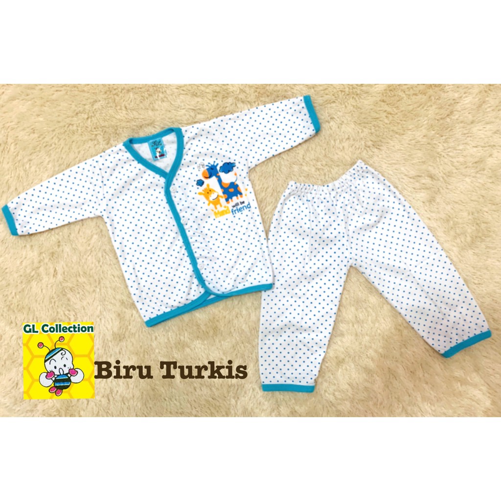 OBRAL! SETELAN PIYAMA PANJANG NEWBORN BAYI ALL SIZE 0-3BULAN SABLON 100%KATUN