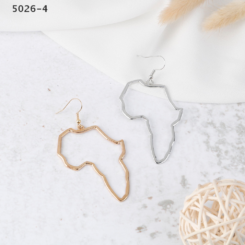 5026-4 Anting Kait Gantung Wanita Bahan Alloy Desain Peta Afrika Gaya Etnik / Afrocentric / Tribal Untuk Hadiah