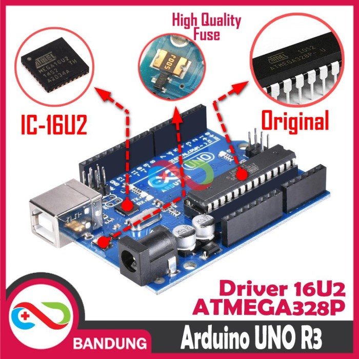 UNO R3 ATMEGA328P DIP ATMEGA 16U2 COMPATIBLE TANPA KABEL ARDUINO