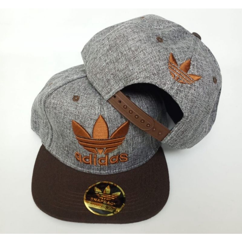 topi snapback unisex adidas bordir warna coklat import high quality