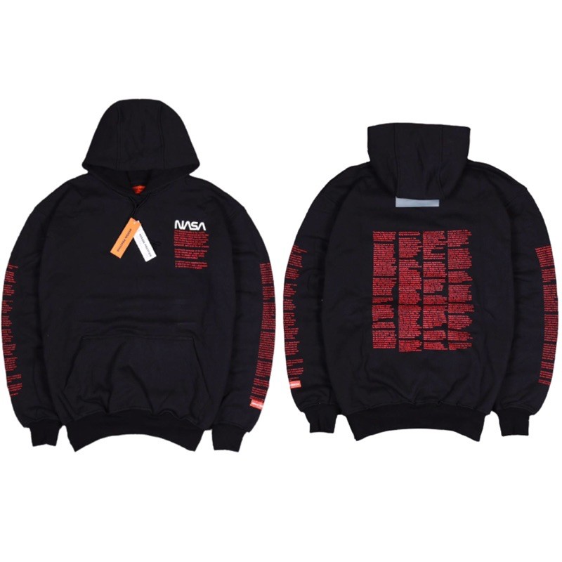 Jaket Hoodie Heron Preston Nasa Fact Raglan Hitam Premium
