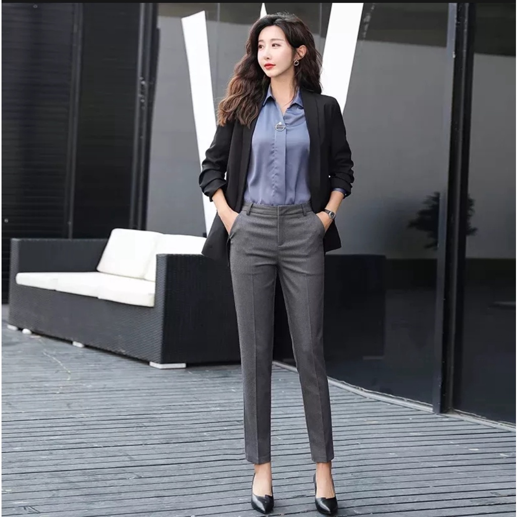 Celana Kerja Wanita Kantor Celana Formal Wanita Casual Kasual Bahan Semi Woll Model Slimfit Standar Jumbo Bigsize