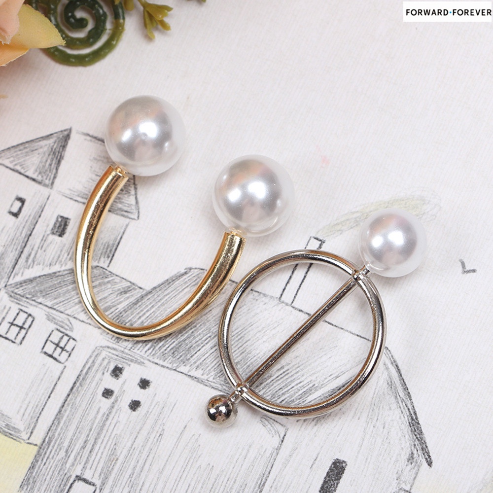 Alloy Lady Girl Pearl Round Circle Scarf Ring Scarf Belt Buckle Silk Buckle Clip M40013