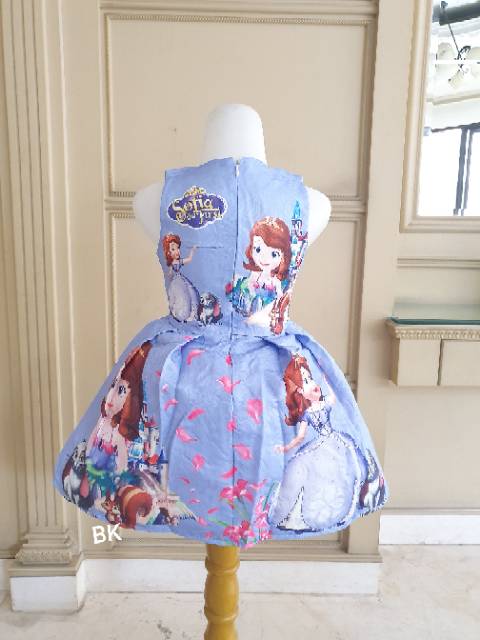 GA2604 SOFIA CASTLE DRESS PINK WHITE GAUN PESTA PRINCESS ANAK PEREMPUAN IMPORT MURAH BAGUS  LEBARAN