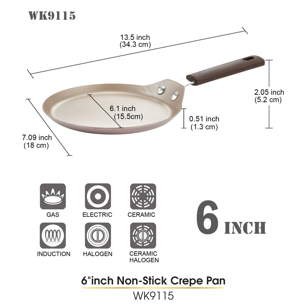 CHEFMADE Non Stick Wajan Loyang Crepe Crepes Pan Maker Anti Lengket Warna Champagne Gold