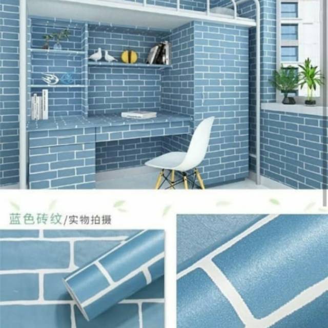 WALLPAPER DINDING TERLARIS MOTIF BATA BIRU