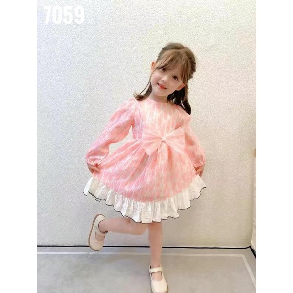 Dress Dior lv chanel Anak Import Lengan Panjang