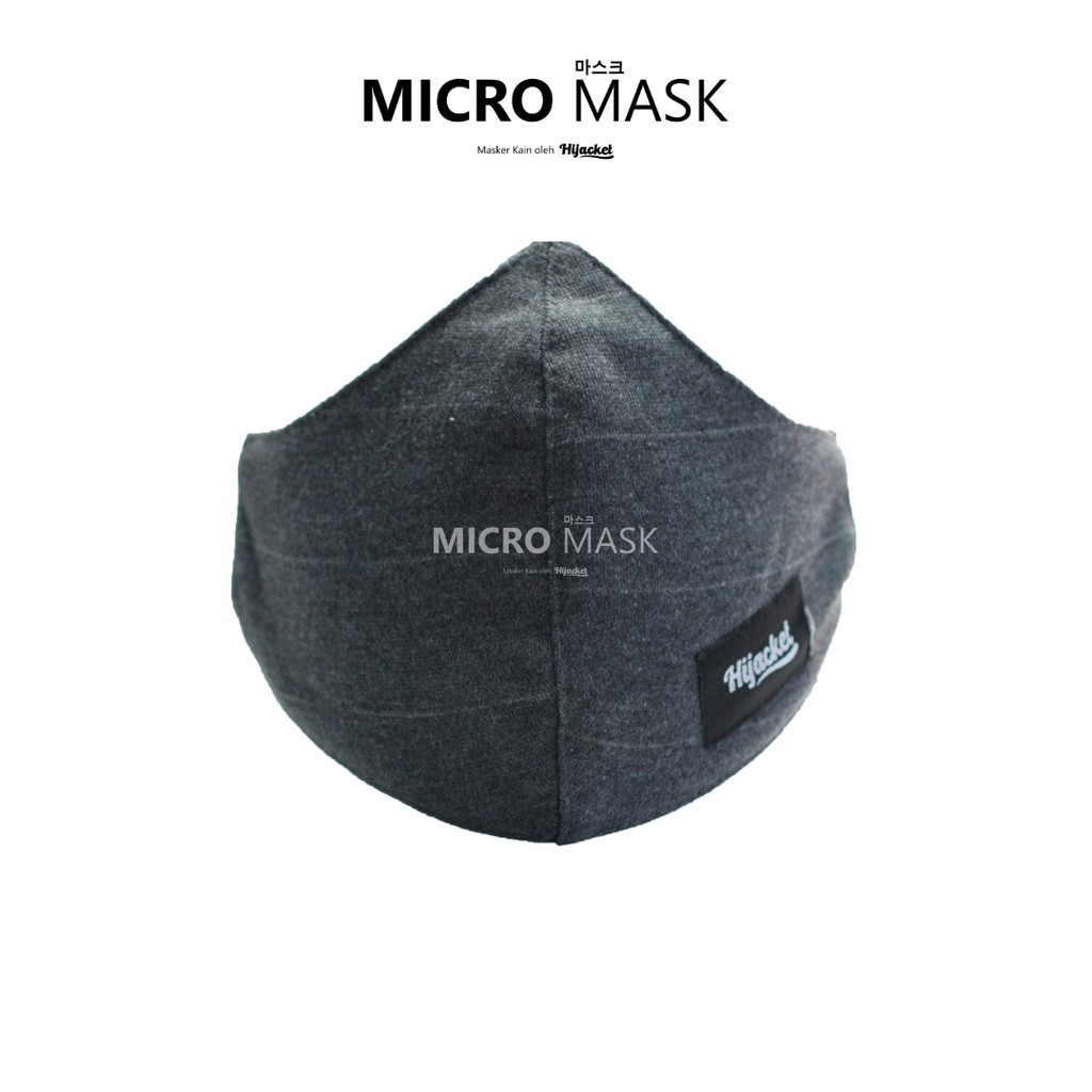 Masker Hijab Hijacket Headloop Polos Micro Mask 2 ply II Masker hijab keren-DARKGREY