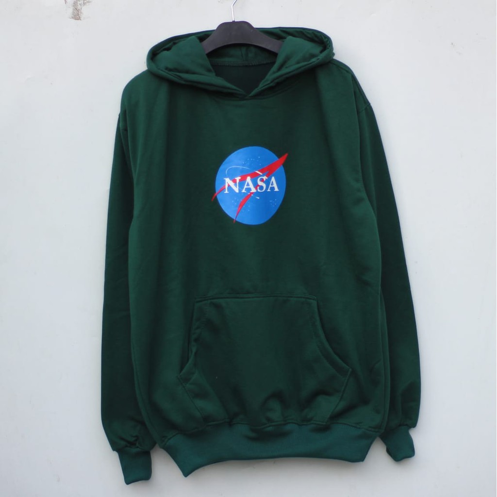 Jaket Sweater Hoodie Pria Wanita - jaket Hodie Pria Wanita Bahan Cotton Fleece Tebal Nasa Hijau