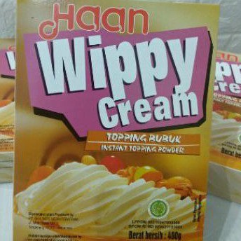 

Haan Wippy Cream Whipping Cream instan topping powder whipping powder bubuk 400gr ( besar )