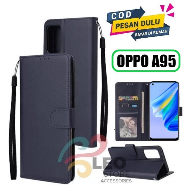 DOMPET HP UNTUK OPPO A95 NEW LEATHER FLIP WALLET UNTUK OPPO A95 NEW