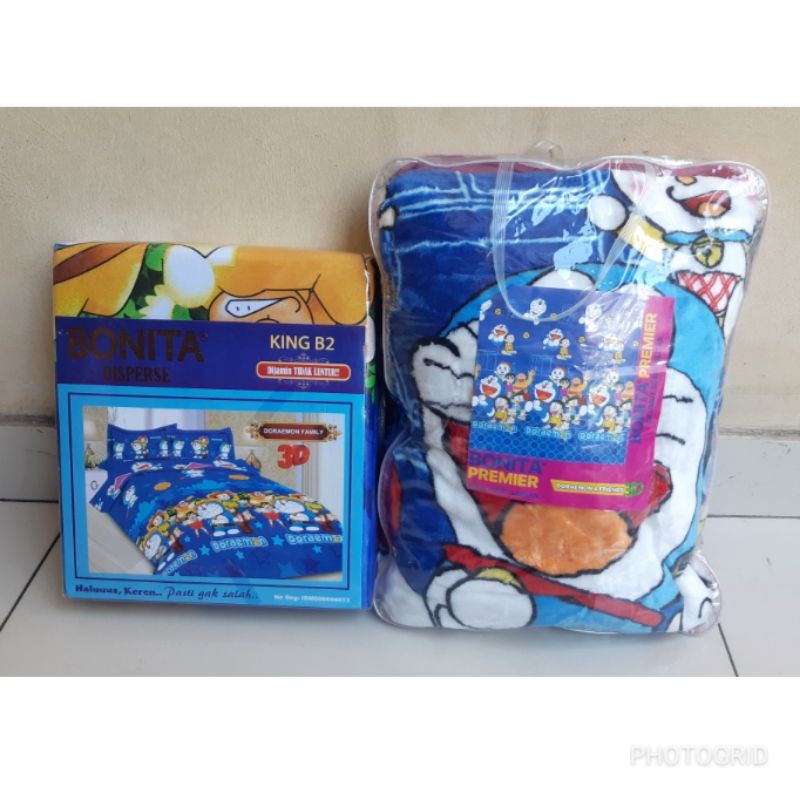 Selimut Bonita Doraemon 160x200 + Sprei Bonita Doraemon 180x200
