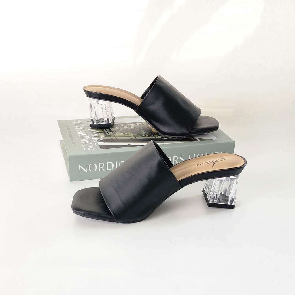 Arlaine Eleanor Sandal Heels Wanita / Heels Kaca / Heels Kaca 5cm / Selop Heels