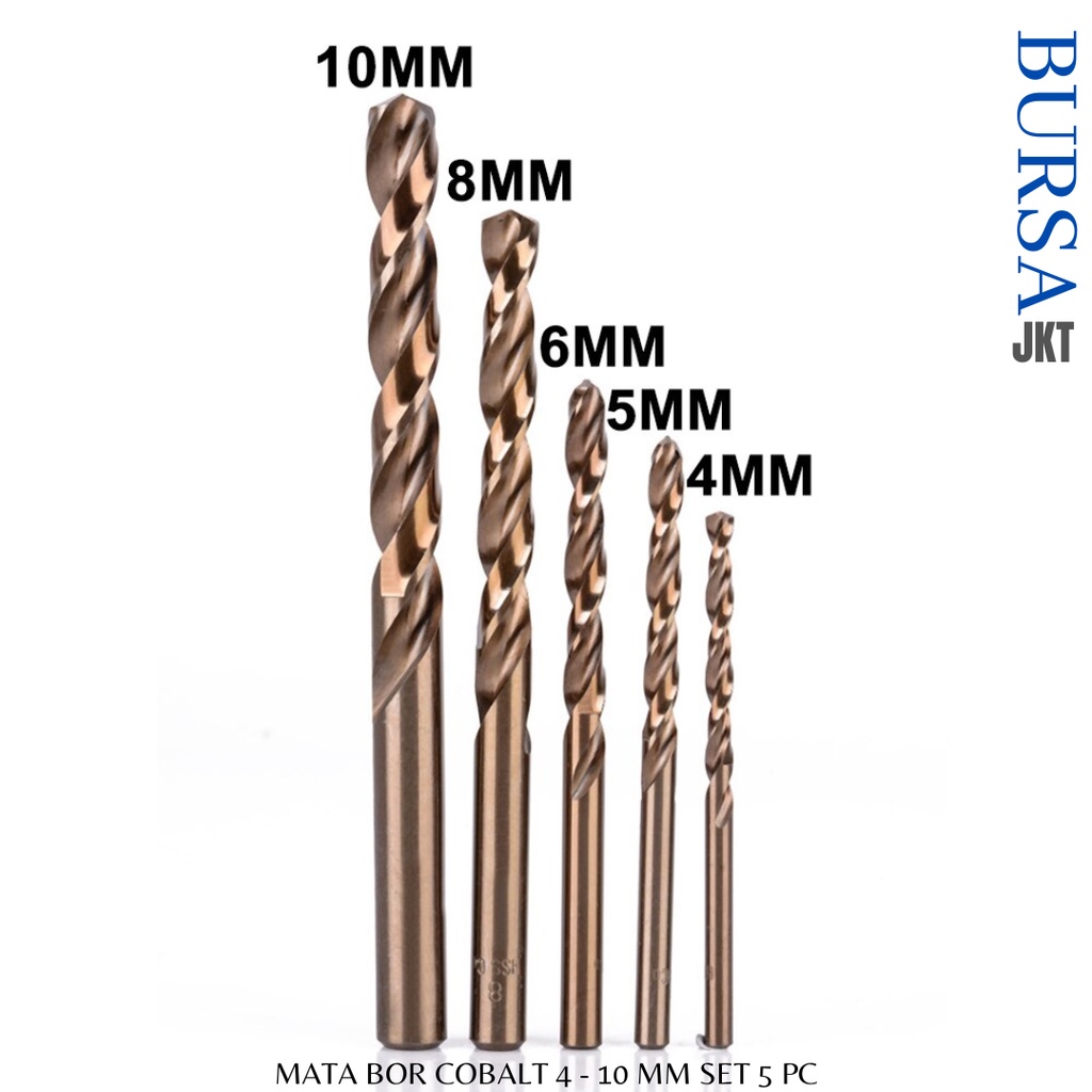 SET MATA BOR HSS COBALT M35 COCOK UNTUK BOR BESI PLAT TEBAL DLL 4- 10 MM ISI 5 PC