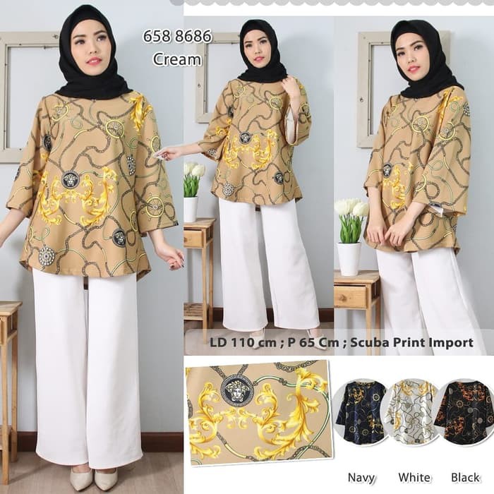 Atasan wanita Blouse Atasan Wanita Kerja Murah Zara Material Scuba Size Besar Video - Putih Murah ,