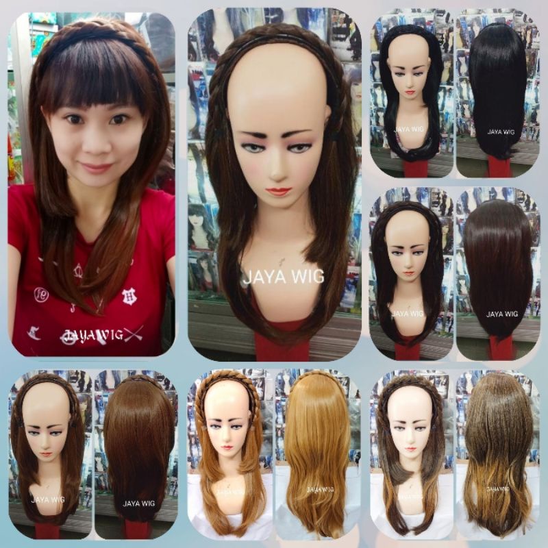 Wig Bando Lurus Panjang 45cm Bahan Halus Lembut Seperti Rambut Asli Bando Wig Ready 6 Warna