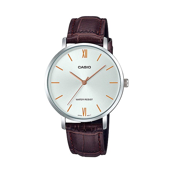 Casio General LTP-VT01L-1B 2B 7B1 7B2 Jam Tangan Kulit Wanita Silver