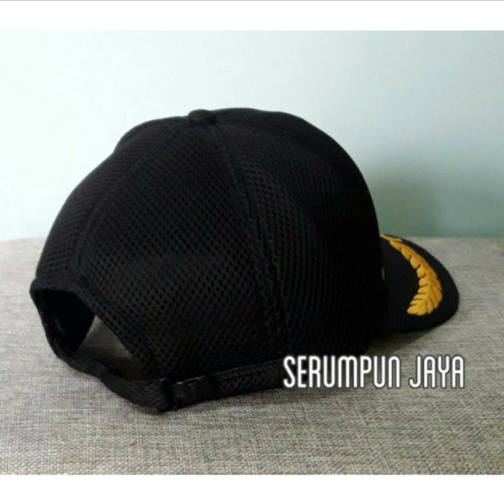 TOPI GADA PRATAMA - TOPI GADA PRATAMA BORDIR PADI KAPAS JARING DOUBLE MESH HITAM