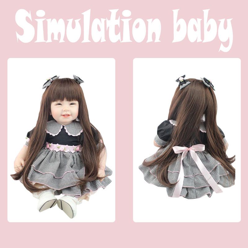 Long Hair Girl Realistic Reborn Doll Babies Silicone Lifelike Baby Dolls