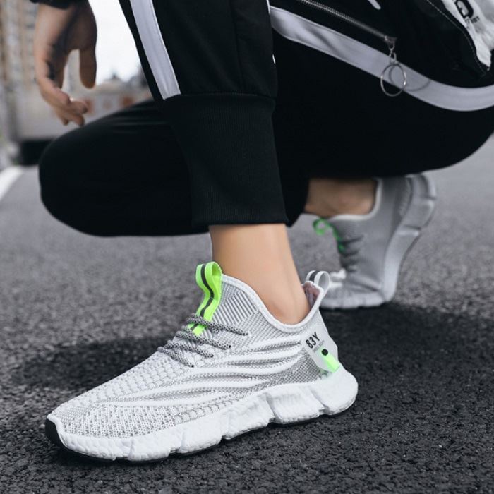 BJS57 - BLACK/GRAY/GREEN - Sepatu Sneakers Olah Raga Pria Modis SEPATU PRIA SNEAKERS COWOK LAKI-LAKI TALI FLAT FASHION IMPORT TERMURAH TERLARIS TERBARU BAGSTORE JAKARTA JSS57