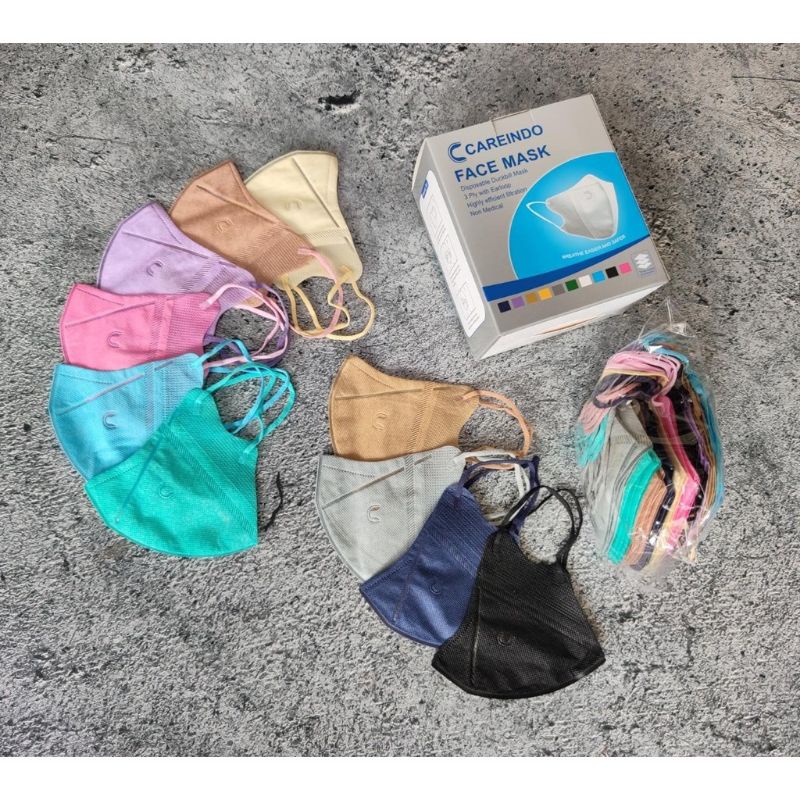 DUCKBILL CAREINDO MIX WARNA - MASKER DUCKBILL 3PLY GARIS CAREINDO EMBOS MIX