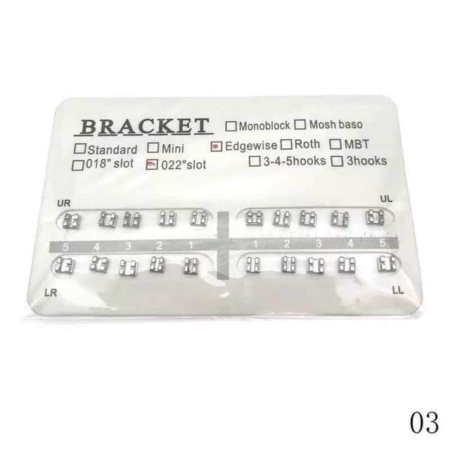 BRACKET BEHEL PERBAIKAN GIGI AMPLOP PUTIH HIGH QUALITY 345 HOOK EDGEWISE MBT //Kawat Gigi Dental Orthodontic Tanpa Kait Pinggir Tipe 3-4-5 Hook . 3 . No hook