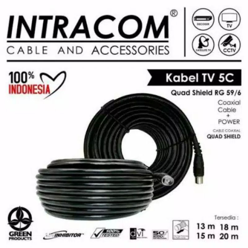 Kabel Antena TV 15 Meter, 20 Meter Intracom