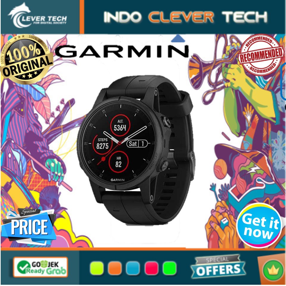 Garmin Fenix 5S Plus Sapphire Black - Black Band
