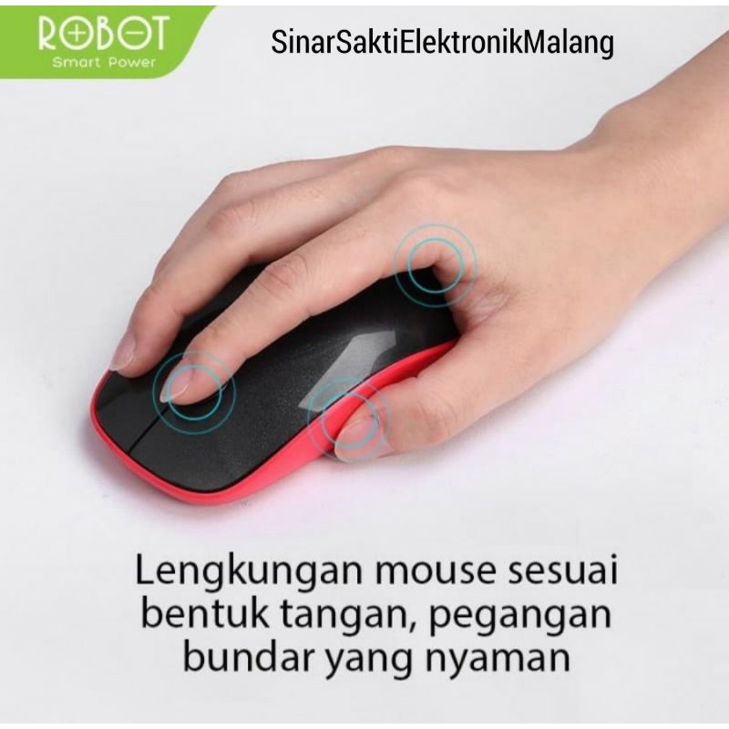 Robot Keyboard dan Mouse Wireless Set Combo Mini Hitam Silent Click