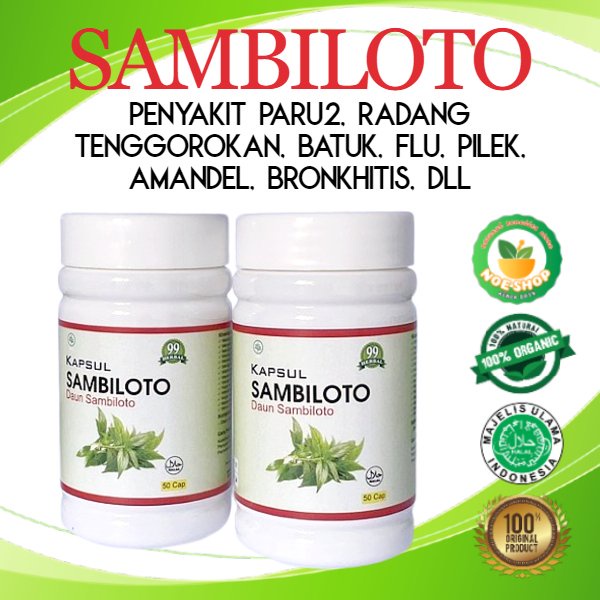 KAPSUL SAMBILOTO 50 cap Herbal Atasi Penyakit Paru Radang Batuk Amandel bronkitis Original Alami