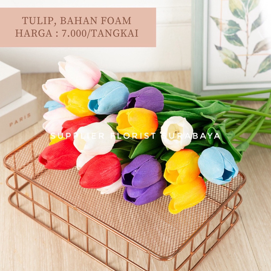 BUNGA TULIP ARTIFICIAL BAHAN FOAM LATEX REAL TOUCH