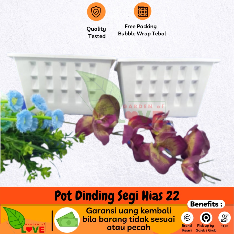 Pot Dinding Hias 22 Putih Mirip Pot Dinding Tempel Argo Pot Hias Pot Agro Vertical Panjang | Pot Din