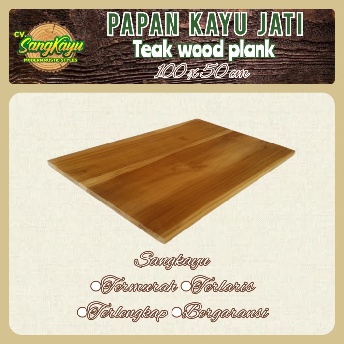 Papan kayu jati asli 100x50 papan ambalan wooden board bahan daun meja