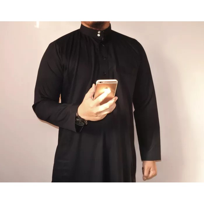 Gamis pria jubah pria premium polos kancing ( gamis al haramain )