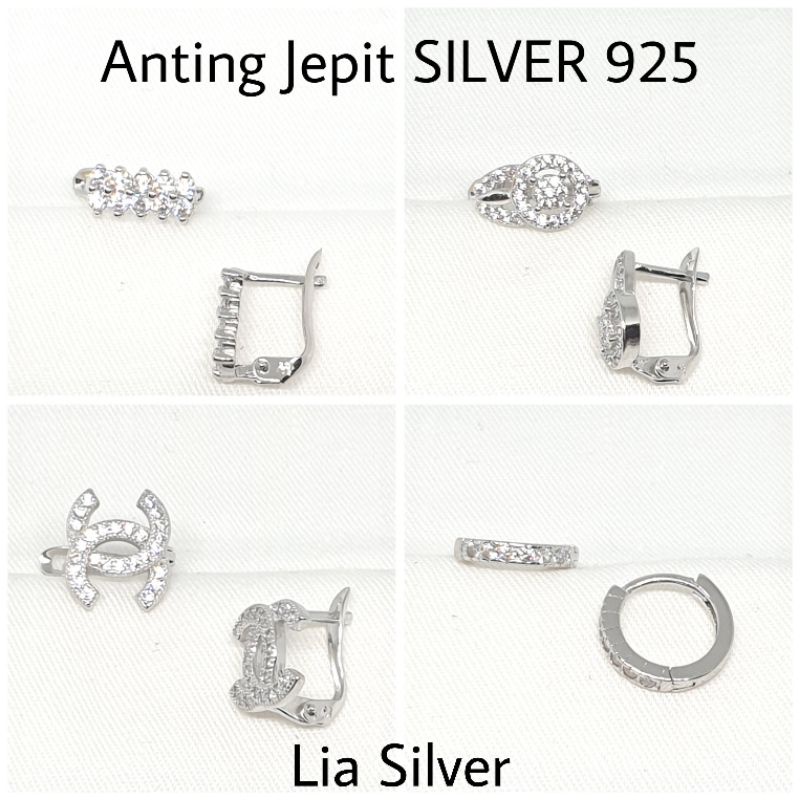 Anting Jepit SILVER 925 - Perak Lapis Emas Putih