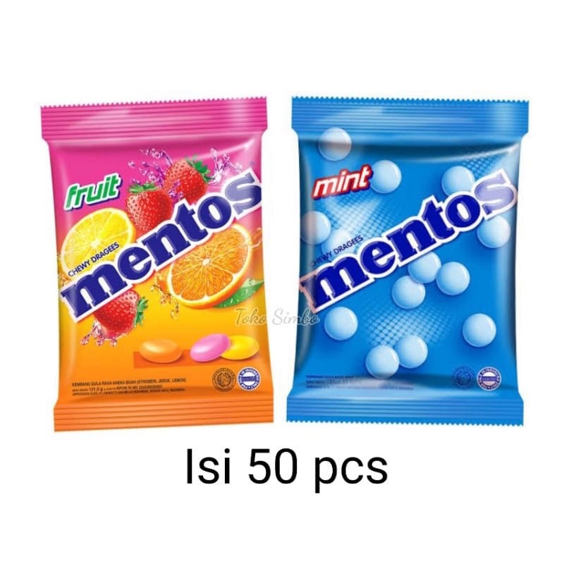 

Mentos mint dan Fruit ( 1 zak 50pcs )