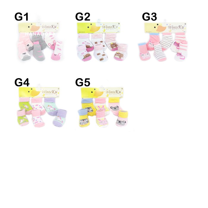 Winteku Kaos Kaki Bayi Set 3pcs - Girl