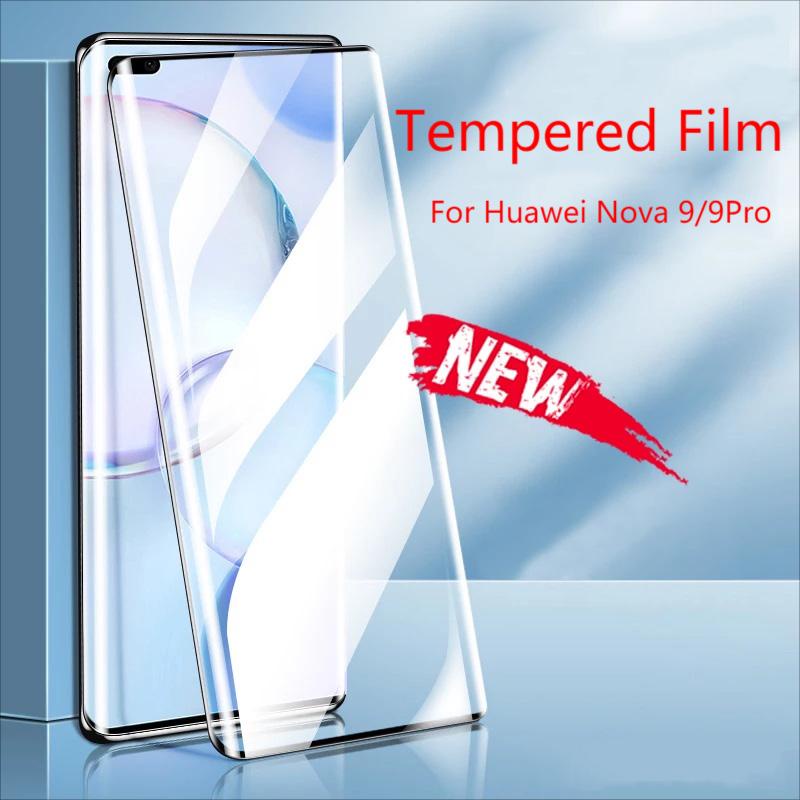 Pelindung Layar Tempered Glass Full Cover Anti Gores / Jatuh Untuk Huawei Nova 9 / 9Pro