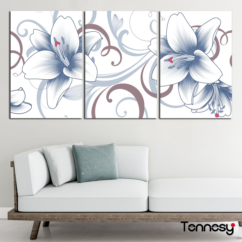 HIASAN DINDING SET BLUE FLOWER WALL DECOR PAJANGAN POSTER DEKORASI RUMAH