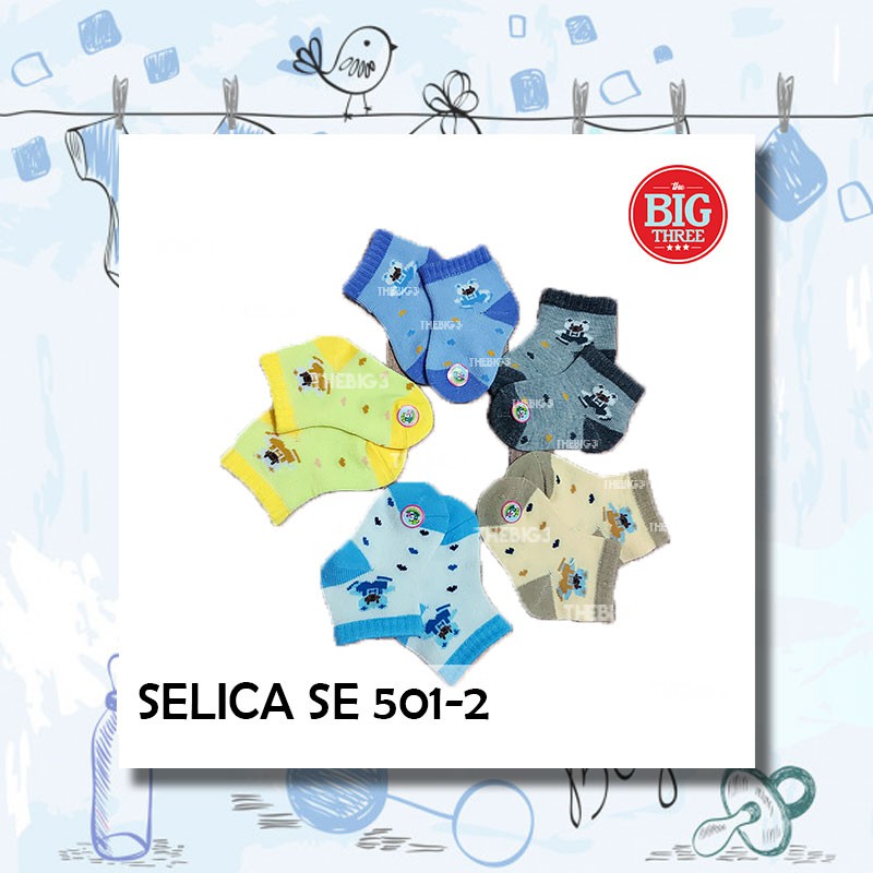 SELICA 3 Pasang Kaos Kaki Bayi Motif Lucu- TBT Baby Newborn SE 501-2 Mobil Kereta Beruang