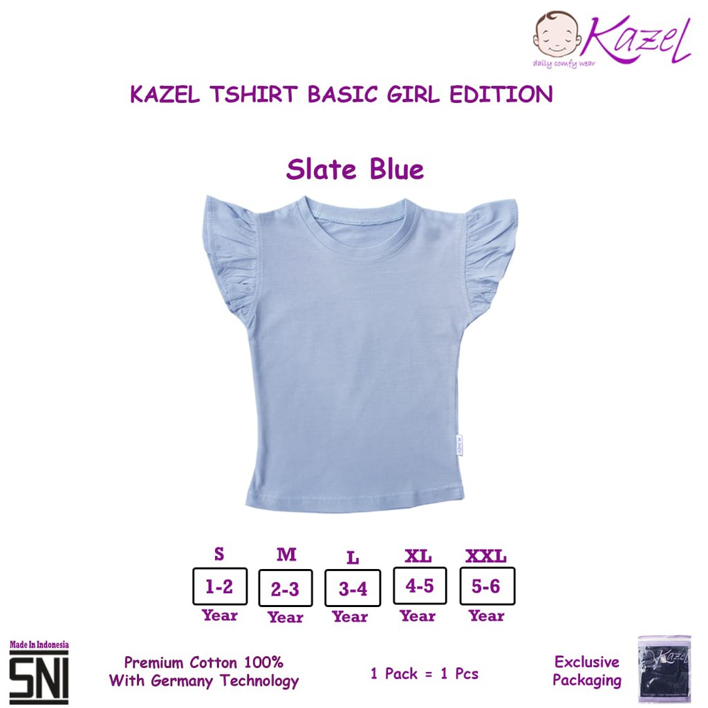 KAZEL TSHIRT BASIC GIRL KAOS ANAK MURAH BAJU ATASAN ANAK BAJU BAYI RUFFLE 0-5 Tahun